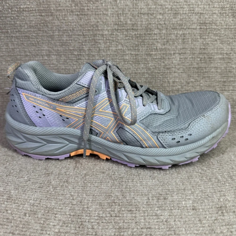 ASICS Gel Venture 9‎ Womens 9 Grey Purple Trail Running Shoes 1012B314 Wide